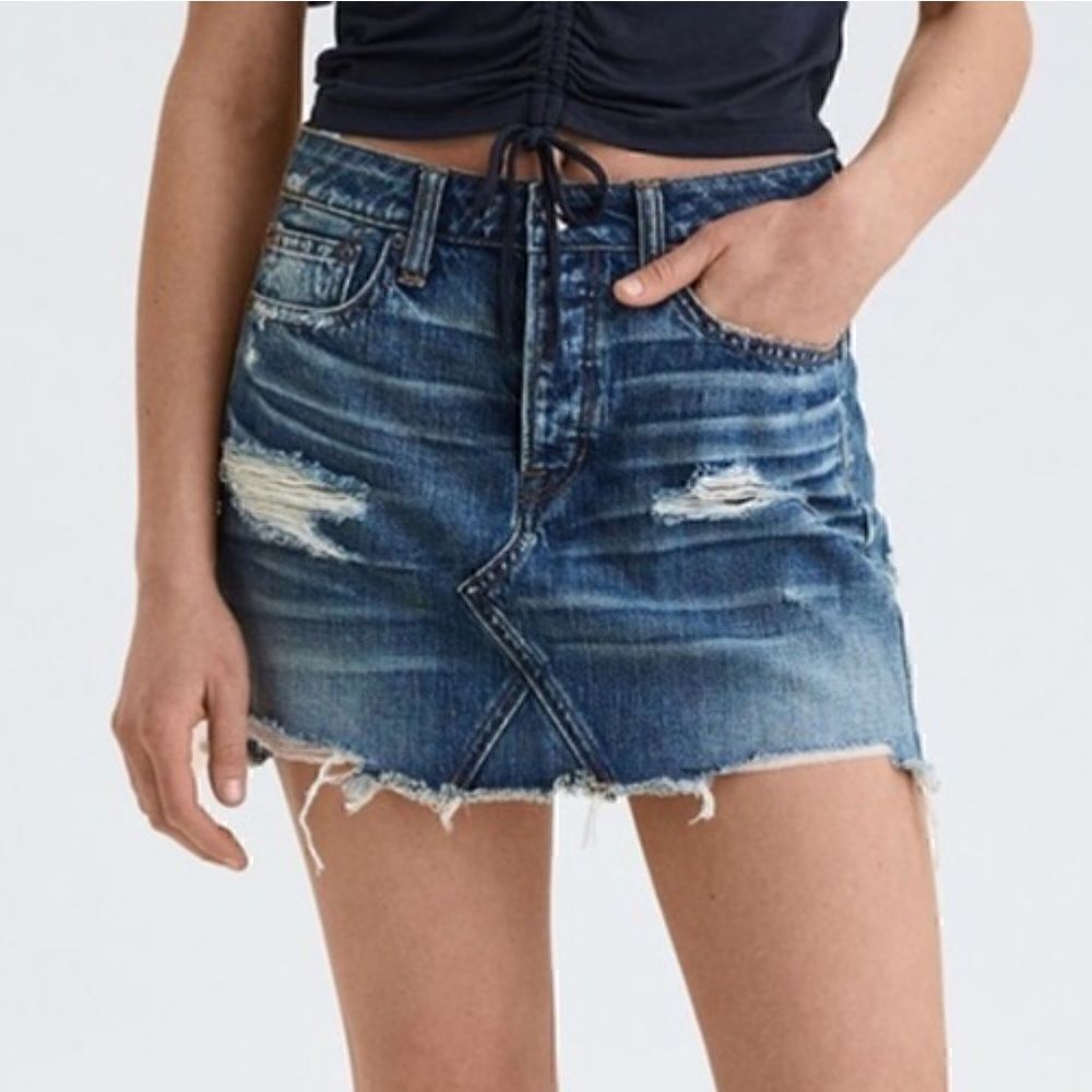 American Eagle Hi Rise Festival Denim Mini Skirt